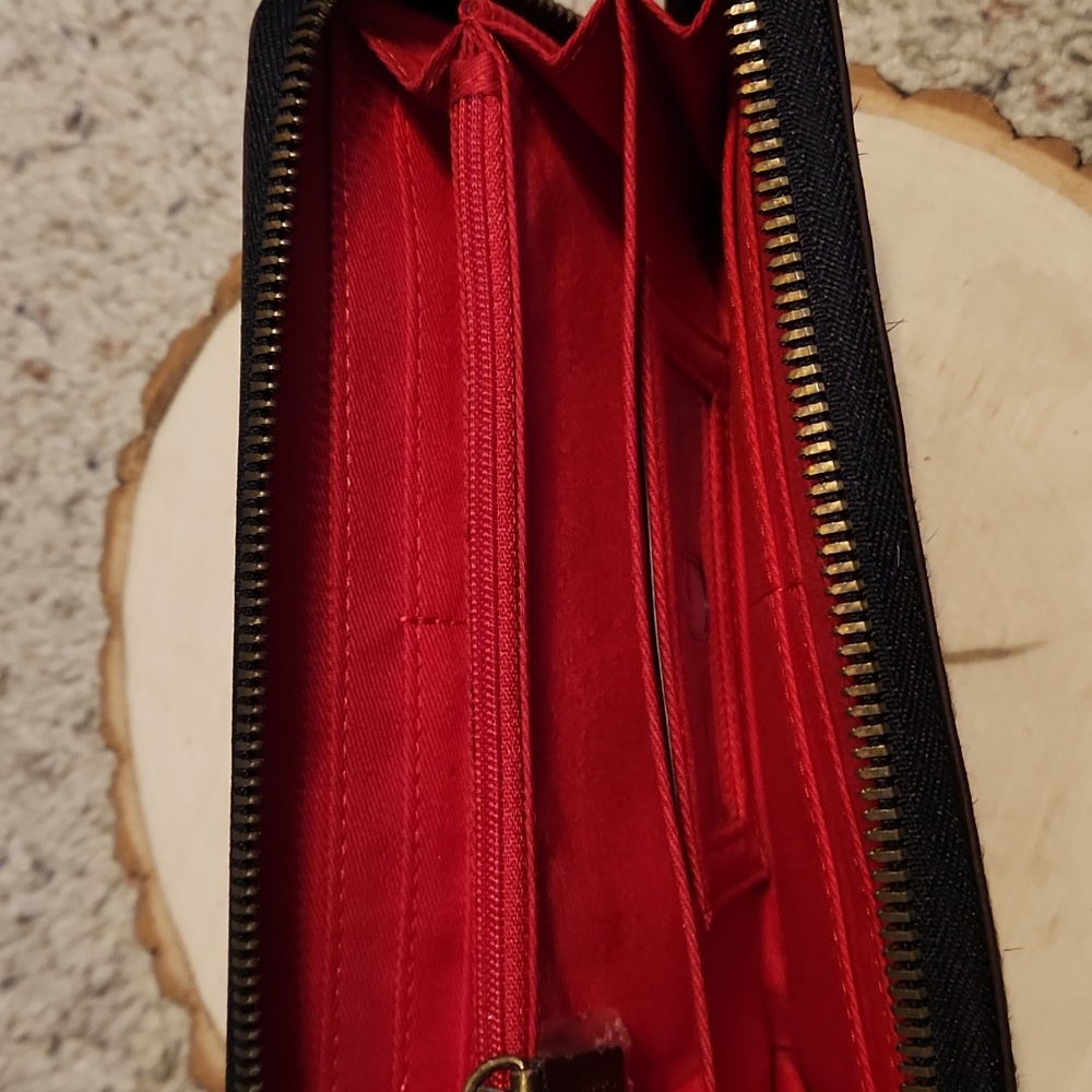 HOBO International Leather & Calf Hair Animal Print Accordion Zip Wallet - Picture 6 of 8